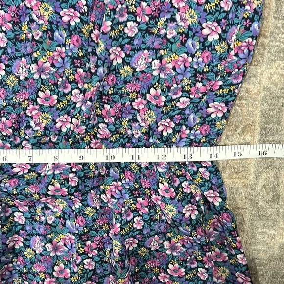 Karin Stevens V Neck Peter Pan Collar  Sheer Flutter Floral Purple Dress Size 10 - Picture 10 of 12